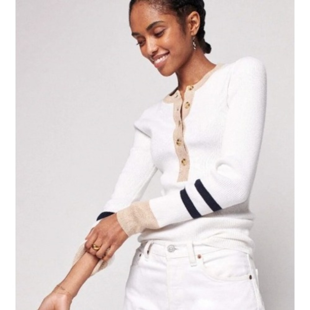 Faherty Mikki Organic Cotton & Cashmere Henley Sweater In Mauve XS